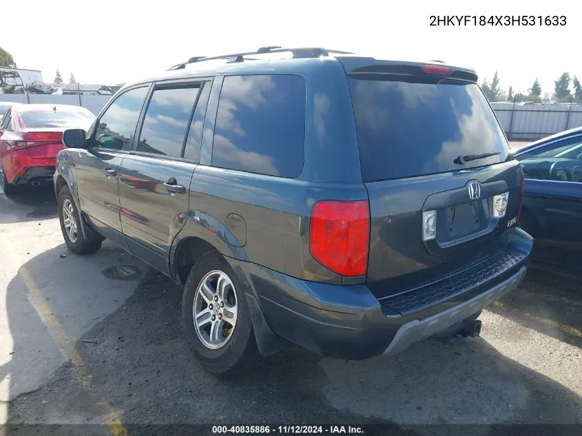 2HKYF184X3H531633 2003 Honda Pilot Ex