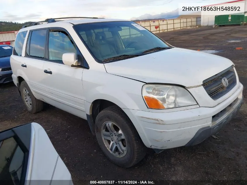 2003 Honda Pilot Ex-L VIN: 2HKYF18663H548592 Lot: 40857837