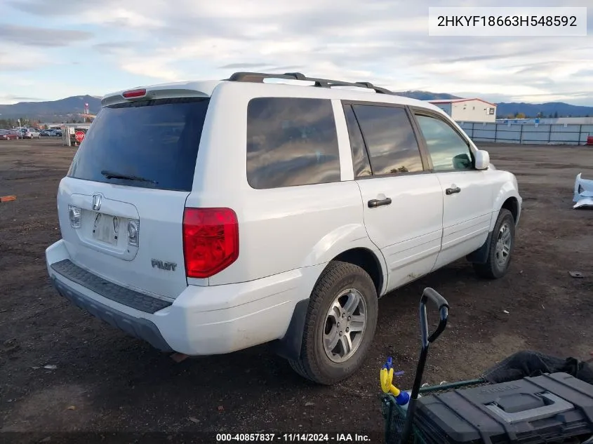 2003 Honda Pilot Ex-L VIN: 2HKYF18663H548592 Lot: 40857837