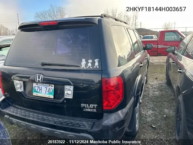 2004 Honda Pilot Lx VIN: 2HKYF18144H003657 Lot: 20183922