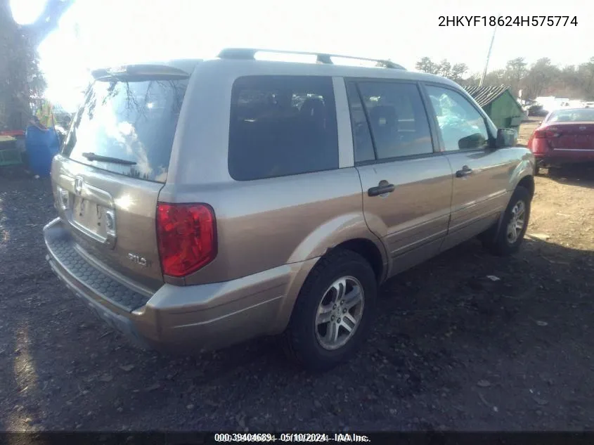 2HKYF18624H575774 2004 Honda Pilot Ex-L