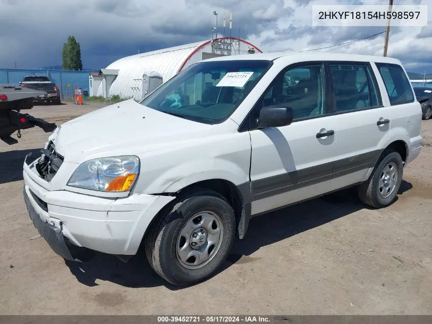 2HKYF18154H598597 2004 Honda Pilot Lx