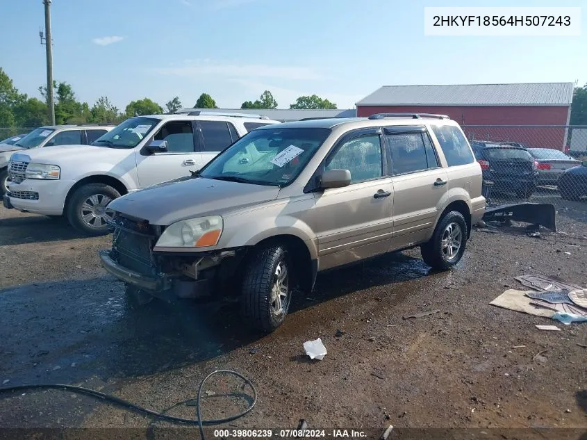 2004 Honda Pilot Ex-L VIN: 2HKYF18564H507243 Lot: 39806239