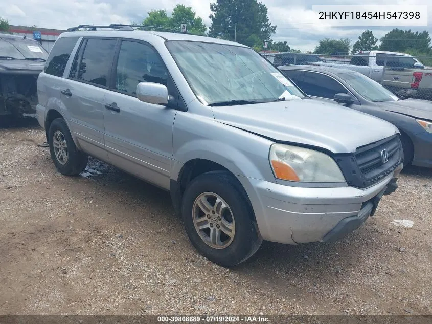 2004 Honda Pilot Ex VIN: 2HKYF18454H547398 Lot: 39868689