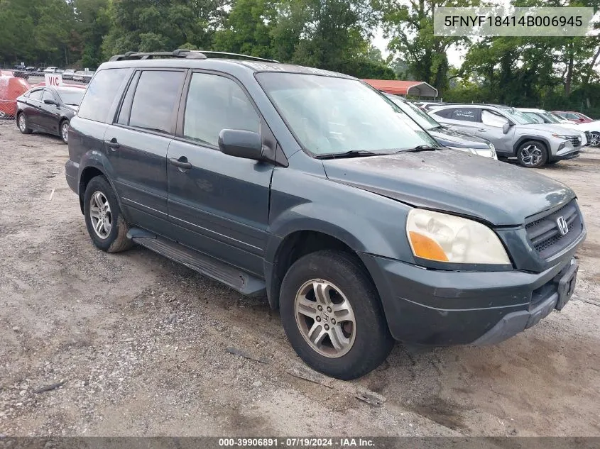 2004 Honda Pilot Ex VIN: 5FNYF18414B006945 Lot: 39906891