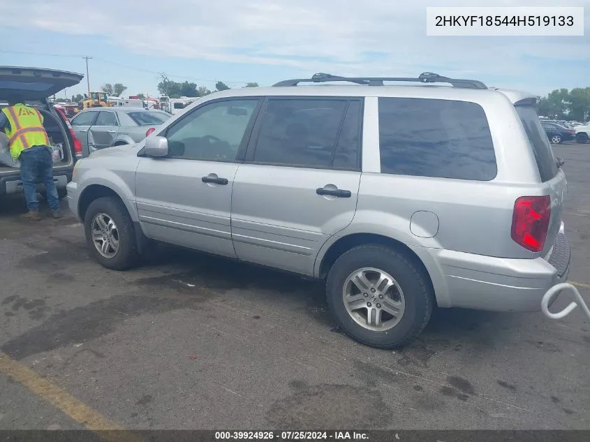 2004 Honda Pilot Ex-L VIN: 2HKYF18544H519133 Lot: 39924926