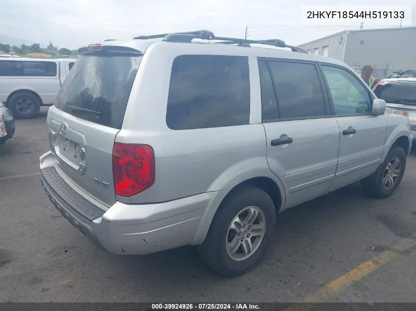 2004 Honda Pilot Ex-L VIN: 2HKYF18544H519133 Lot: 39924926