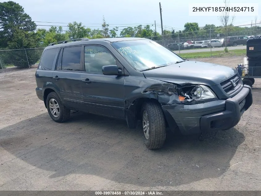 2HKYF18574H524715 2004 Honda Pilot Ex-L