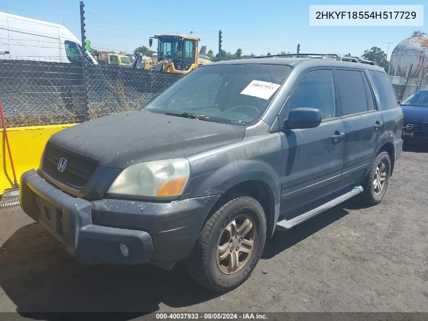 2004 Honda Pilot Ex-L VIN: 2HKYF18554H517729 Lot: 40037933