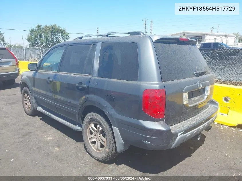 2004 Honda Pilot Ex-L VIN: 2HKYF18554H517729 Lot: 40037933