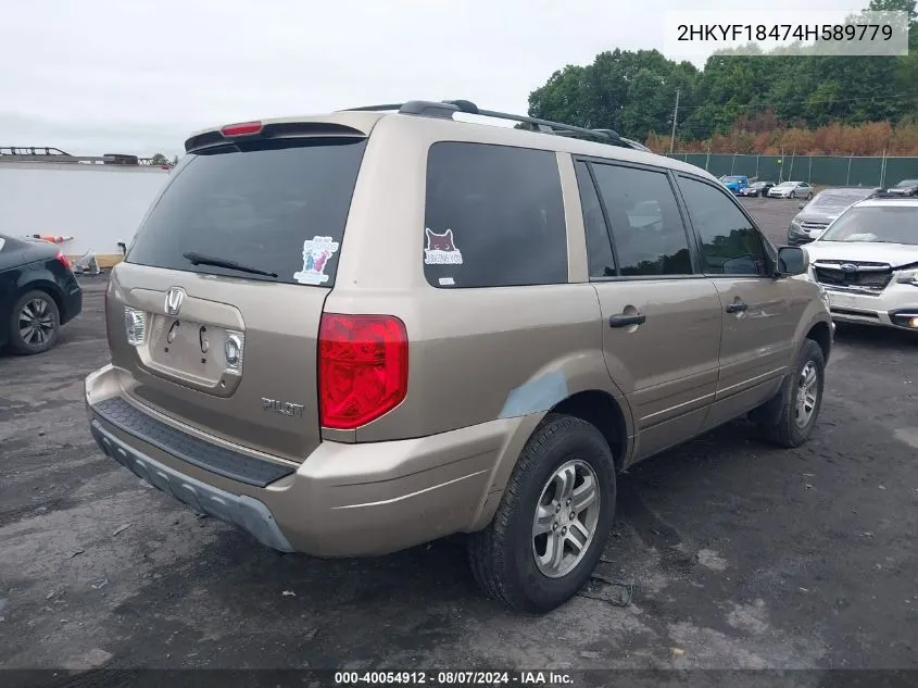 2004 Honda Pilot Ex VIN: 2HKYF18474H589779 Lot: 40054912