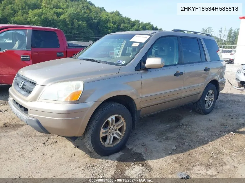 2004 Honda Pilot Ex-L VIN: 2HKYF18534H585818 Lot: 40057050