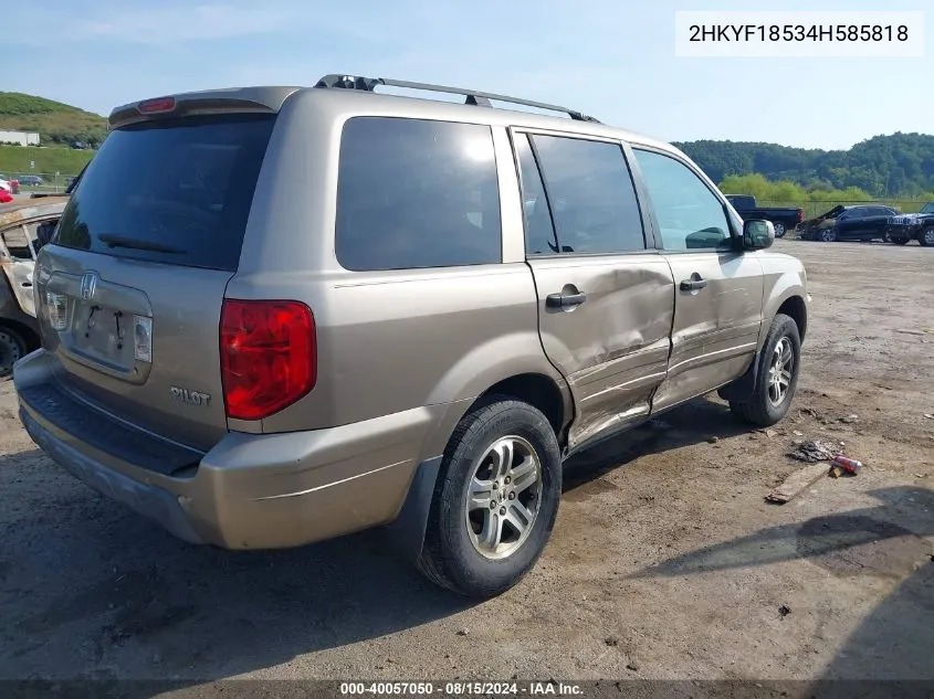 2004 Honda Pilot Ex-L VIN: 2HKYF18534H585818 Lot: 40057050