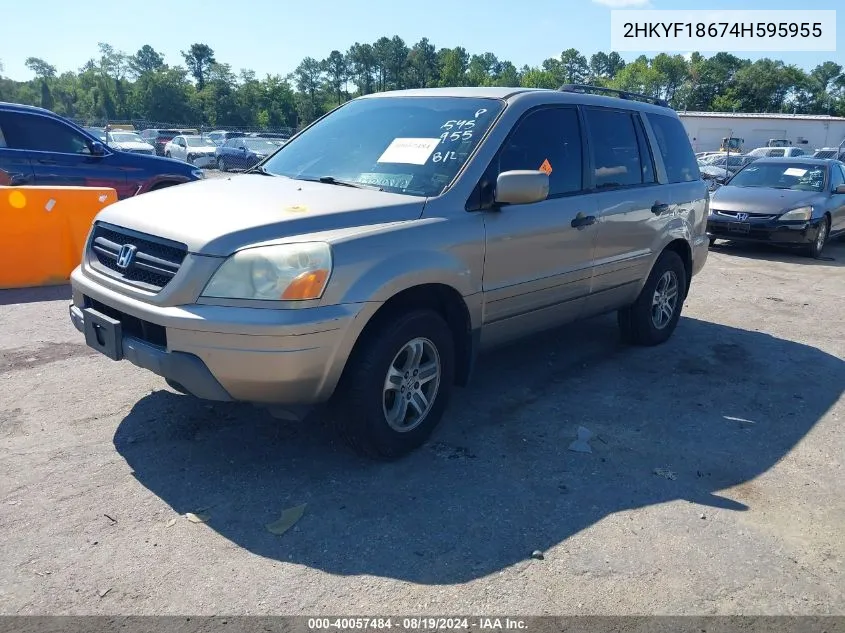 2004 Honda Pilot Ex-L VIN: 2HKYF18674H595955 Lot: 40057484