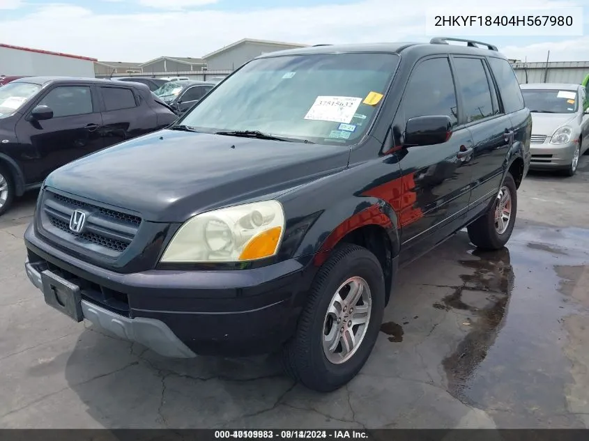 2HKYF18404H567980 2004 Honda Pilot Ex