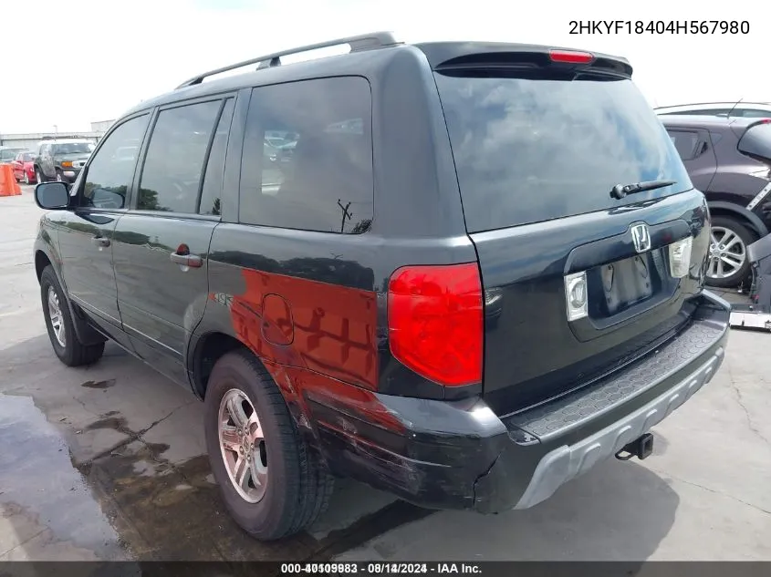 2HKYF18404H567980 2004 Honda Pilot Ex