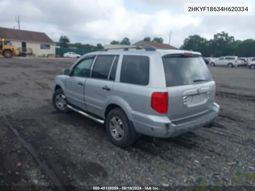 2004 Honda Pilot Ex-L VIN: 2HKYF18634H620334 Lot: 40138059