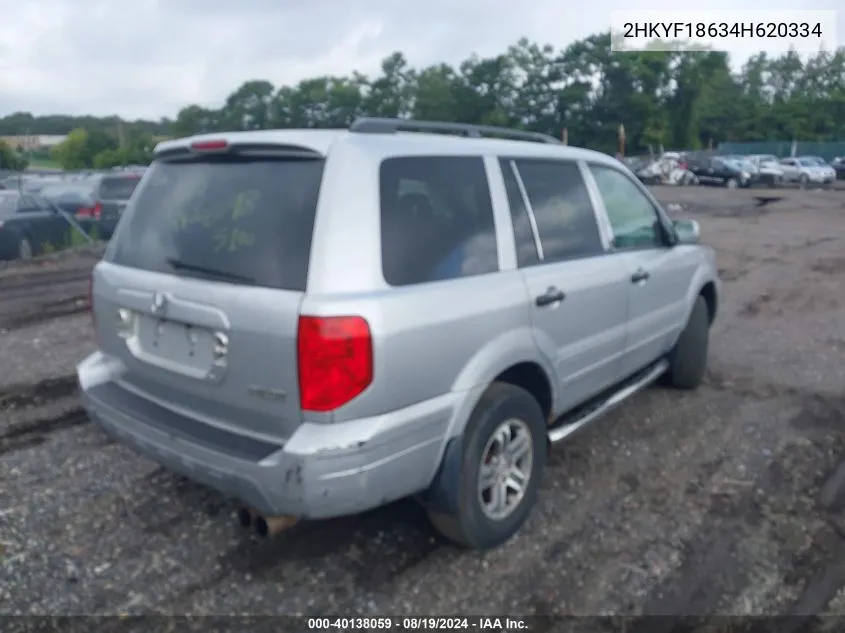 2004 Honda Pilot Ex-L VIN: 2HKYF18634H620334 Lot: 40138059