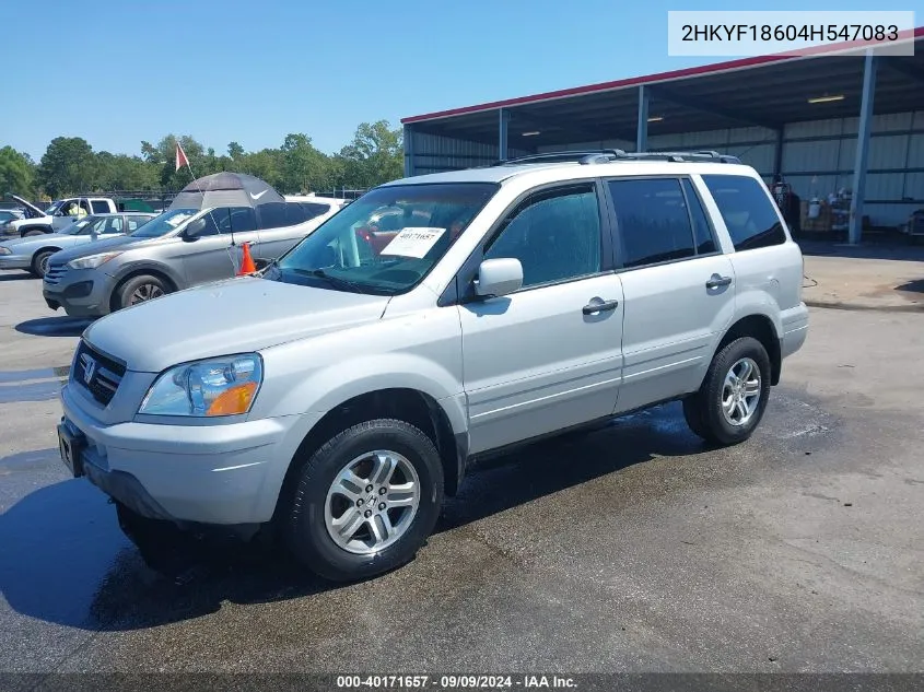 2004 Honda Pilot Ex-L VIN: 2HKYF18604H547083 Lot: 40171657