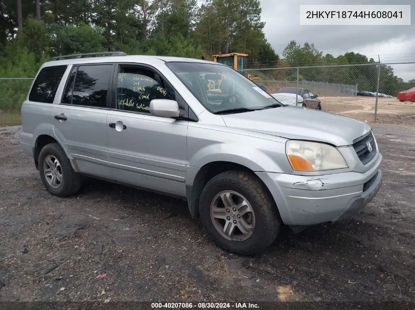 2004 Honda Pilot Ex-L VIN: 2HKYF18744H608041 Lot: 40207086