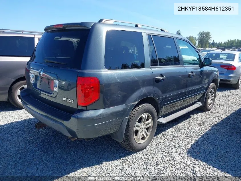 2HKYF18584H612351 2004 Honda Pilot Ex-L