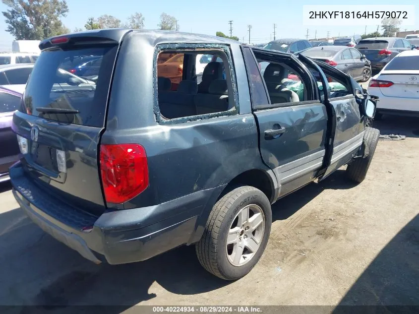 2004 Honda Pilot Lx VIN: 2HKYF18164H579072 Lot: 40224934