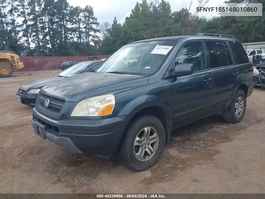 2004 Honda Pilot Ex-L VIN: 5FNYF18514B010860 Lot: 40239986