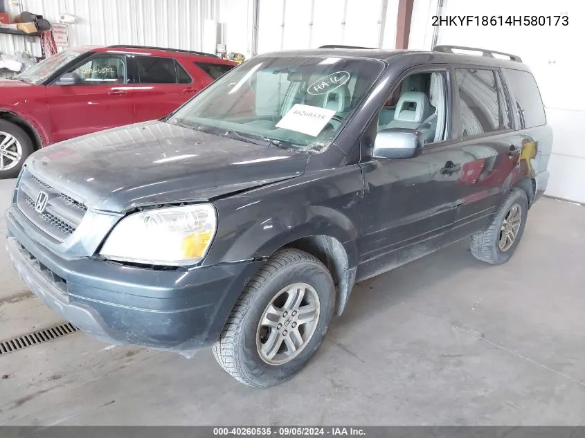 2004 Honda Pilot Ex-L VIN: 2HKYF18614H580173 Lot: 40260535