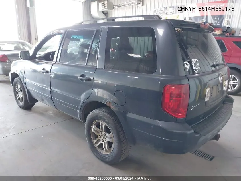 2004 Honda Pilot Ex-L VIN: 2HKYF18614H580173 Lot: 40260535