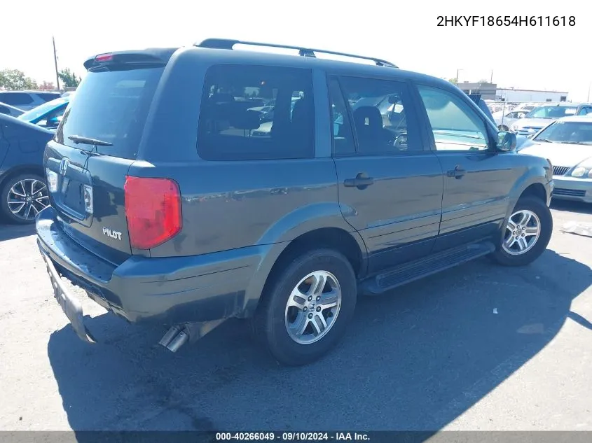 2004 Honda Pilot Ex-L VIN: 2HKYF18654H611618 Lot: 40266049