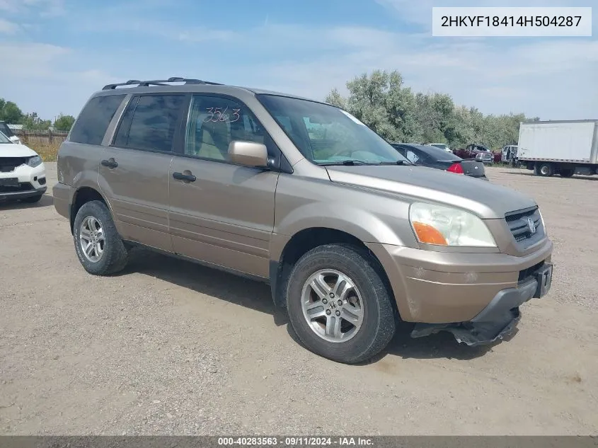 2HKYF18414H504287 2004 Honda Pilot Ex