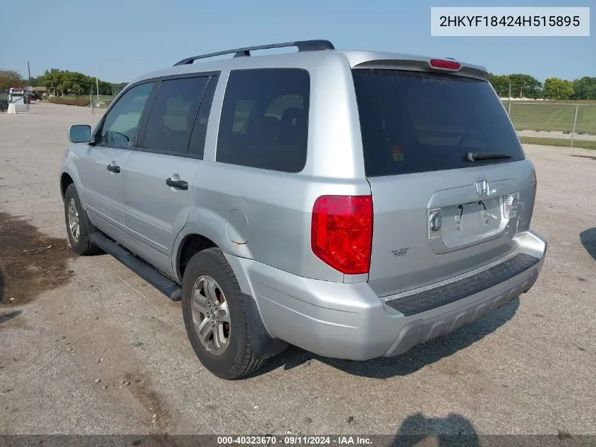 2004 Honda Pilot Ex VIN: 2HKYF18424H515895 Lot: 40323670