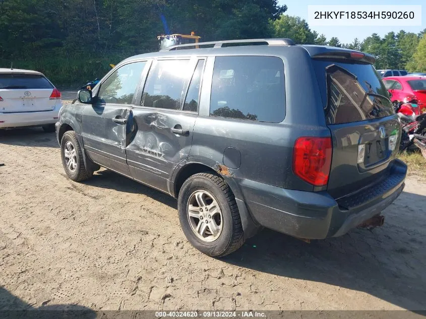 2004 Honda Pilot Ex VIN: 2HKYF18534H590260 Lot: 40324620