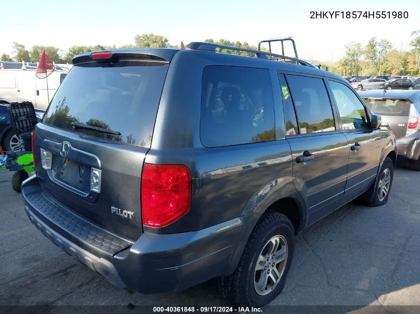 2HKYF18574H551980 2004 Honda Pilot Ex-L