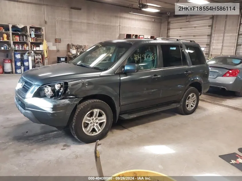 2004 Honda Pilot Exl VIN: 2HKYF18554H586114 Lot: 40430080