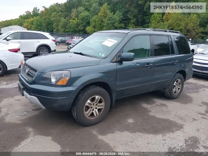 2004 Honda Pilot Exl VIN: 2HKYF18574H564390 Lot: 40444470