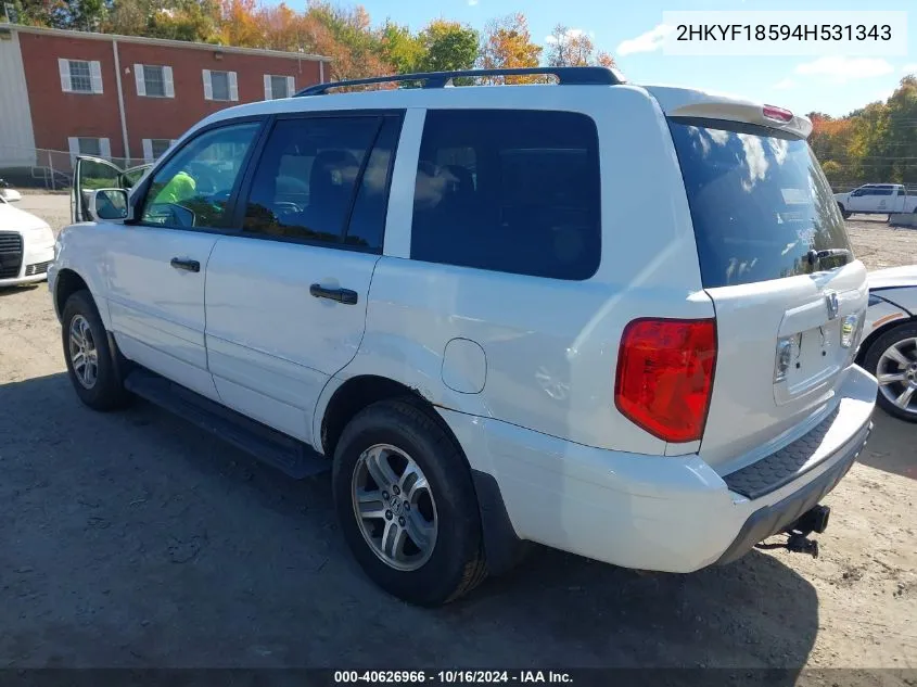 2HKYF18594H531343 2004 Honda Pilot Ex-L