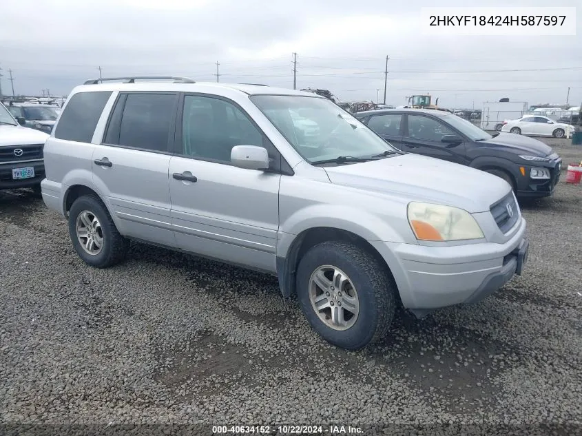 2004 Honda Pilot Ex VIN: 2HKYF18424H587597 Lot: 40634152