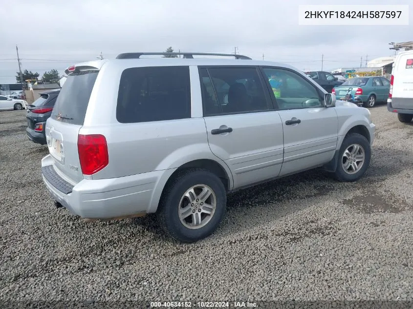 2004 Honda Pilot Ex VIN: 2HKYF18424H587597 Lot: 40634152