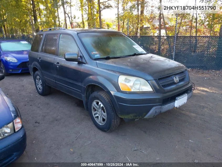 2004 Honda Pilot Ex-L VIN: 2HKYF18704H551790 Lot: 40647899