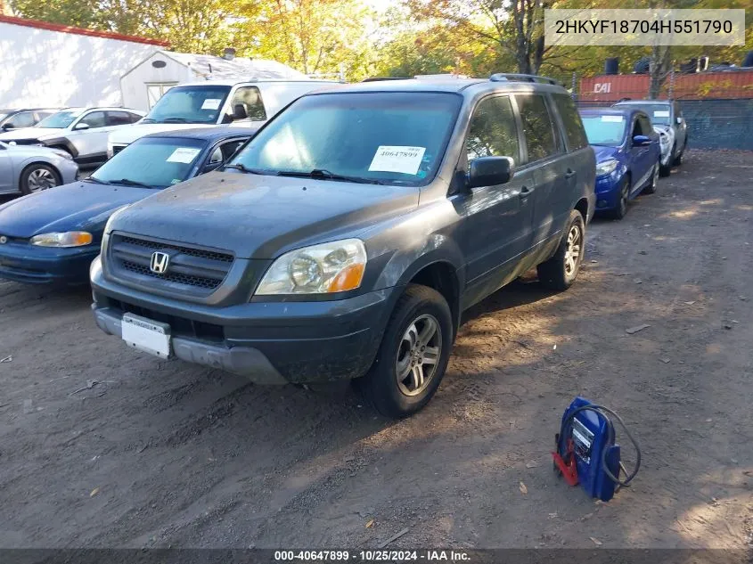 2004 Honda Pilot Ex-L VIN: 2HKYF18704H551790 Lot: 40647899