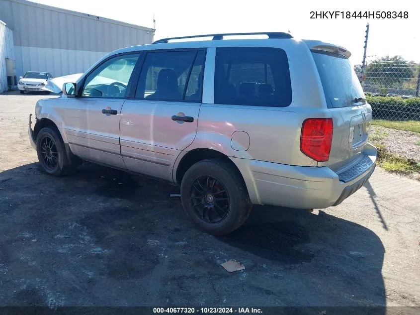 2004 Honda Pilot Ex VIN: 2HKYF18444H508348 Lot: 40677320