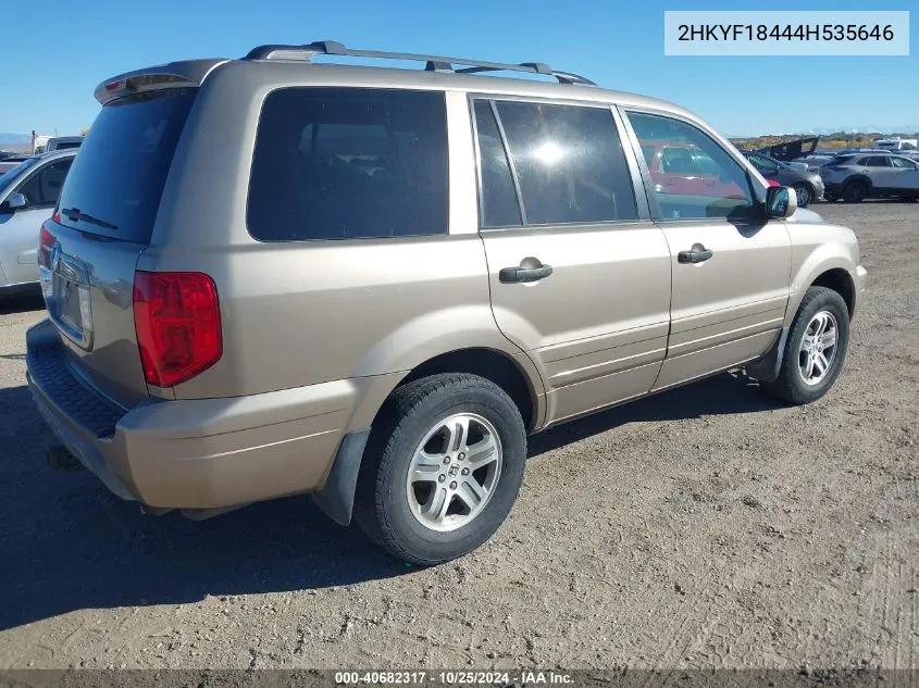 2004 Honda Pilot Ex VIN: 2HKYF18444H535646 Lot: 40682317