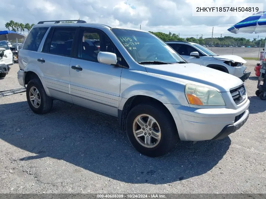 2004 Honda Pilot Ex-L VIN: 2HKYF18574H504819 Lot: 40688309