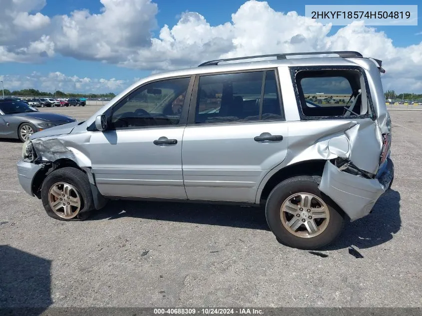 2004 Honda Pilot Ex-L VIN: 2HKYF18574H504819 Lot: 40688309