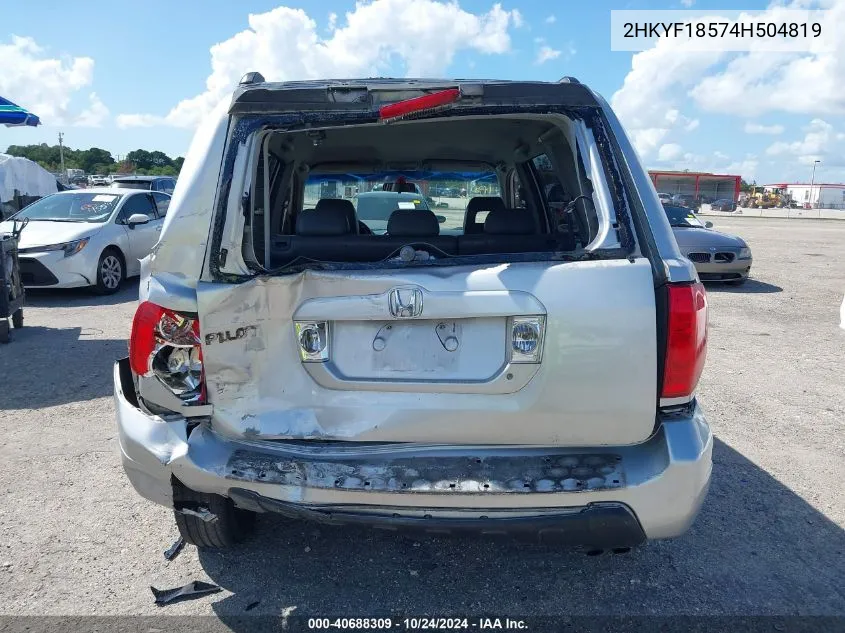 2HKYF18574H504819 2004 Honda Pilot Ex-L