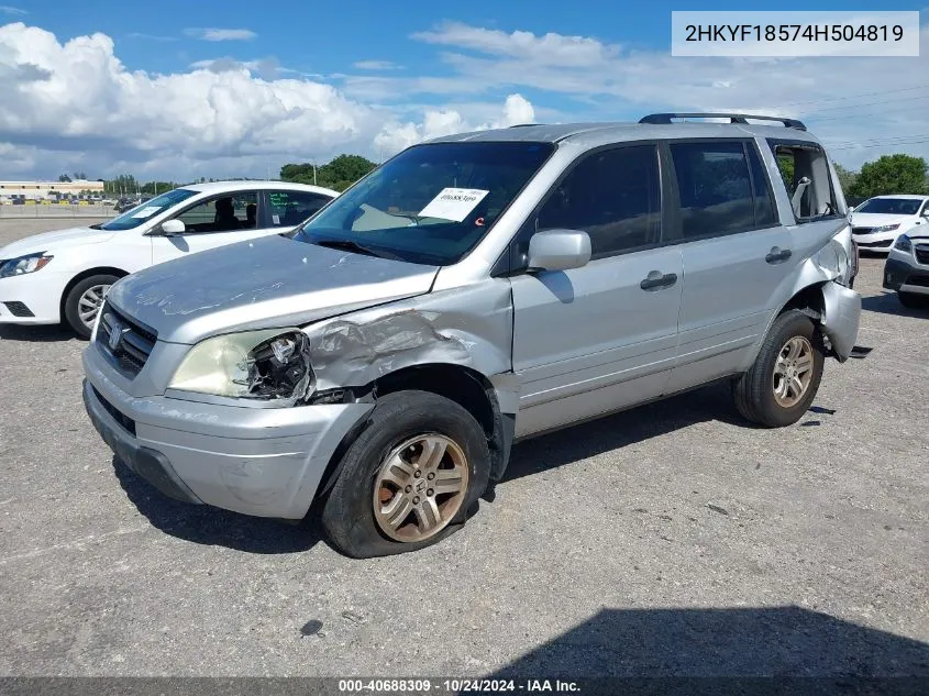 2HKYF18574H504819 2004 Honda Pilot Ex-L