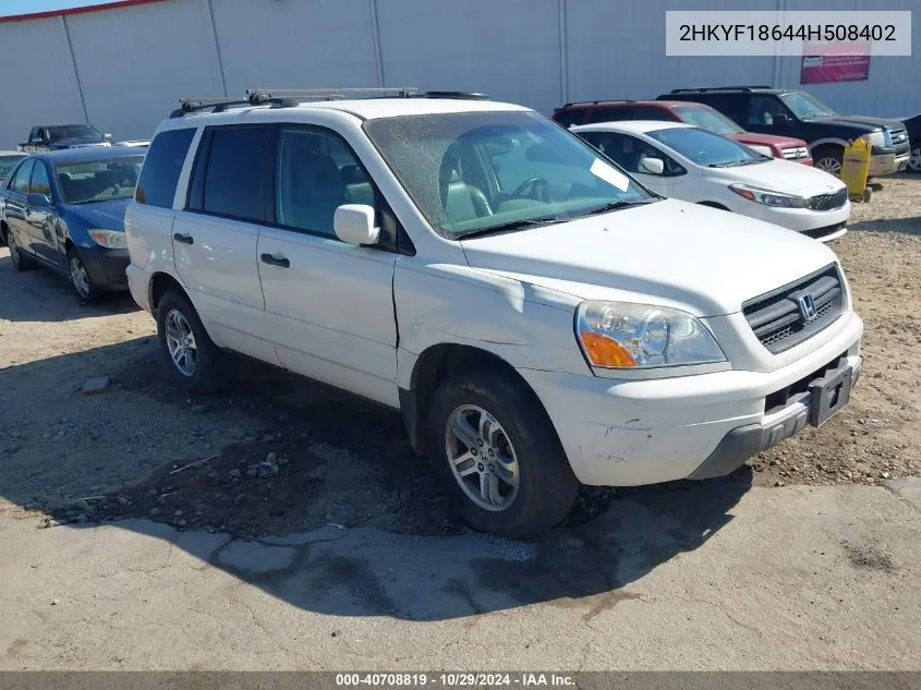 2004 Honda Pilot Ex-L VIN: 2HKYF18644H508402 Lot: 40708819