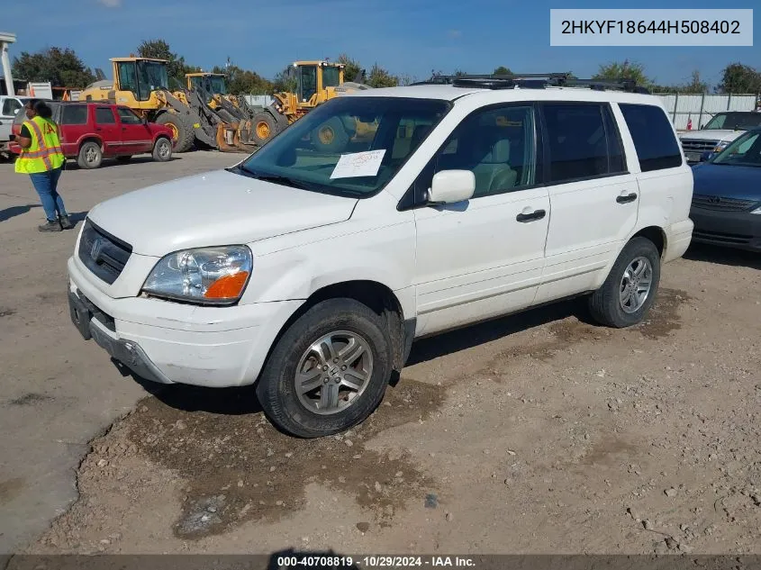 2004 Honda Pilot Ex-L VIN: 2HKYF18644H508402 Lot: 40708819