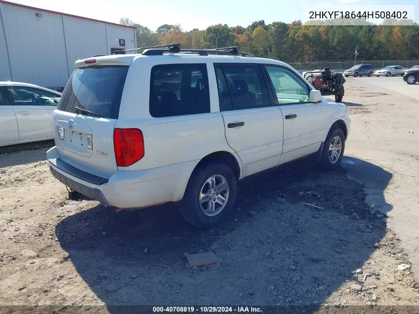 2004 Honda Pilot Ex-L VIN: 2HKYF18644H508402 Lot: 40708819